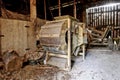 Old wooden threshing machine