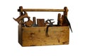 Old Wooden Tool Box Full of Tools Isolated