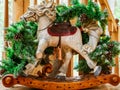 An old wooden toy horse, christmas decoration Royalty Free Stock Photo