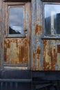 Old wooden train door and window Royalty Free Stock Photo