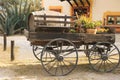 Old wooden transport with wine barrel