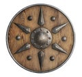 Old wooden vikings` shield isolated 3d illustration