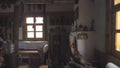 Old wooden village house interior