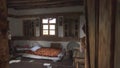 Old wooden village house interior