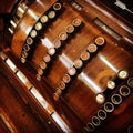 Old wooden vintage cash register