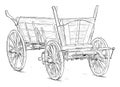 Old Wooden Wagon. Vector Drawing or Illustration