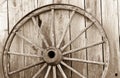 Old wooden wagon wheel Royalty Free Stock Photo