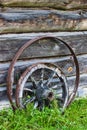 Old wooden wagon wheel Royalty Free Stock Photo