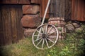 Old wooden wagon wheel Royalty Free Stock Photo
