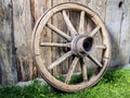 Old wooden wagon wheel Royalty Free Stock Photo