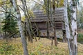 Old wooden watermill building. Old farm in the forest. Royalty Free Stock Photo