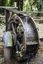 Old wooden waterwheel in the forest Royalty Free Stock Photo