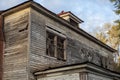 Old wooden weathered dilapidated abandoned two story house top view Royalty Free Stock Photo