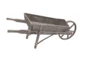 Old wooden wheelbarrow isolated.