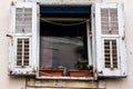 Old wooden white window