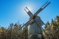 Old wooden windmill, close-up Royalty Free Stock Photo