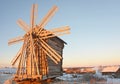 Old wooden windmill, Kizhi Island, Karelia Royalty Free Stock Photo