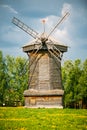 Old Wooden Windmill in Suzdal, Russia. Summer Spring Season Royalty Free Stock Photo