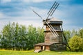 Old Wooden Windmill in Suzdal, Russia. Summer Spring Season Royalty Free Stock Photo