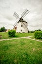 Old, wooden windmill from XIX century in a rural scenery south moravia, czech republic.