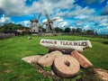 Old wooden windmills in Estonia.