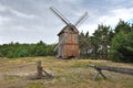 Old wooden windmills in The Folk Culture Museum in Osiek