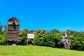 Old wooden windmills in Pyrohiv (Pirogovo) village near Kiev, Ukraine