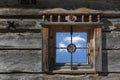 Old wooden window of an alpine hut Royalty Free Stock Photo