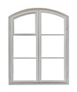 Old wooden window with arch isolated on white background Royalty Free Stock Photo