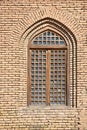 Wooden old window on Blue Mosque wall , Tabriz , Iran