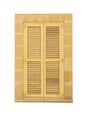 Old wooden window with closed yellow lattice shutters. Vertical. Isolated on a white background Royalty Free Stock Photo