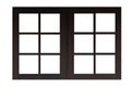 Old wooden window frame painted black vintage isolated on a white Royalty Free Stock Photo