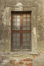 Old wooden window in an old non-residential building Royalty Free Stock Photo