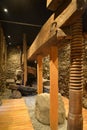 Old wooden wine press, Italian Alps. Royalty Free Stock Photo