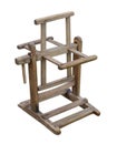 Old wooden wool winder isolated.