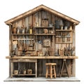 Old wooden workshop full of tools for crafting and creating Royalty Free Stock Photo