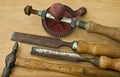 Old woodwork and carpentry tools.