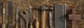 Old Woodwork Tools Banner Royalty Free Stock Photo