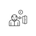 Old worker dismiss time icon. Simple line, outline vector of office icons for ui and ux, website or mobile application on white