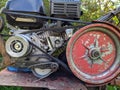 old but working engine from a walk-behind tractor. Royalty Free Stock Photo