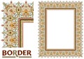 Old World Borders Vector - Tiled frame in plant leaves and flowers Framework Decorative Elegant style Royalty Free Stock Photo