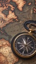 Old world map background with vintage compass, geo navigation concept Royalty Free Stock Photo