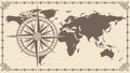 Old World Map with Compass for Exploration Theme Vector Design Generative AI Royalty Free Stock Photo