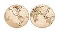 Old World Map Globes for Historical Geography Studies, vector design Generative AI Royalty Free Stock Photo