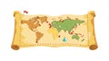 Old World Map on Scroll for Vintage Travel, vector design Generative AI Royalty Free Stock Photo
