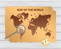 Old world map with vintage paper,parchment, golden compass and m Royalty Free Stock Photo