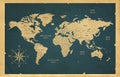 Old world map in vintage style.