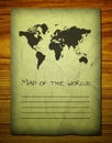 Old world map on wooden Royalty Free Stock Photo