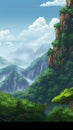 Old World Mountains in Iban Art Style for Posters and Web.