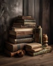 Old worn books in the interior Royalty Free Stock Photo